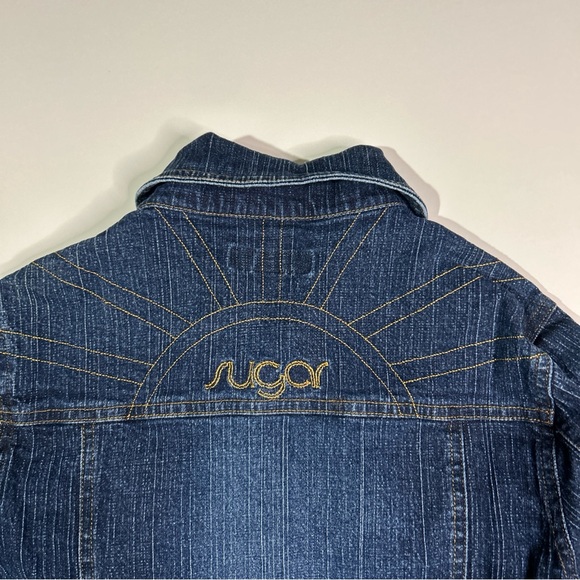 26 Red Sugar Denim Jacket Women’s Medium Blue Vintage 90’s Embroidered Logo - Picture 7 of 8